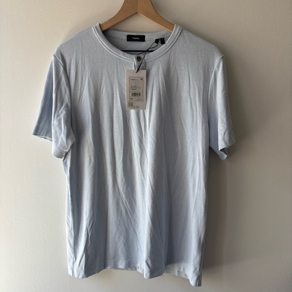 Theory Gaskell Short-Sleeve Henley - Misty Blue Sz L NWT - Picture 4 of 9